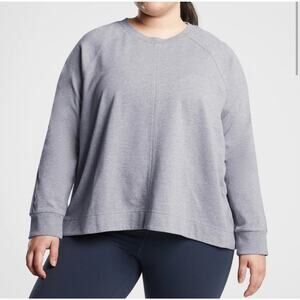 Athleta 1X‎ Farallon Swing Blue Cotton Stretch Crewneck Pullover Sweatshirt